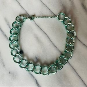 Zara Chain Link Necklace in Light Blue/Mint